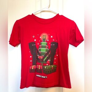 Kids Minecraft Creeper Christmas T-shirt Graphic Tee